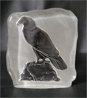 VTG Reveres Etched Eagle Glass Paperweight