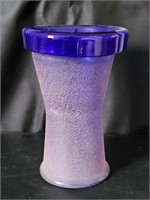 VTG 11" Cobalt & Fritz Art Glass Vase