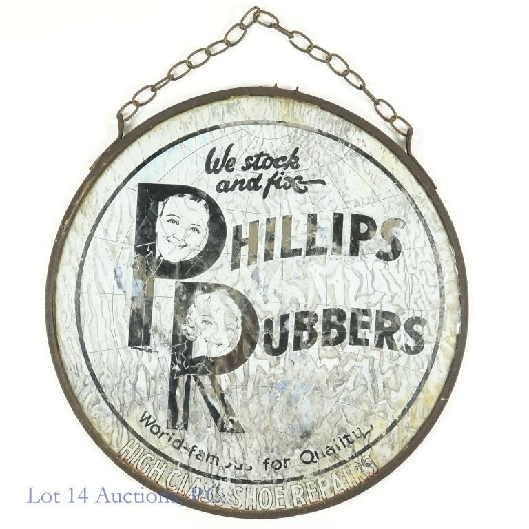 Phillips Rubbers Glass Sign *** NO SHIPPING!