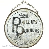 Phillips Rubbers Glass Sign *** NO SHIPPING!