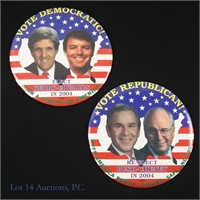 2004 Bush-Cheney & Kerry-Edwards 9" Pins (2)
