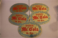 5- Drink "Mr." Cola Stickers/ Labels
