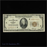 1929 $20 Fed Res. Bank Note Brown Seal (F-1870E)