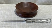 Small Decorative Wooden Bowl and Letter Opener