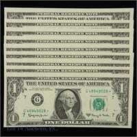 $1 FR "Star" Note Series 1963A Consecutive #s (9)