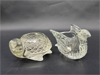 (2) Vtg. Avon Pressed Glass Turtle & Dove