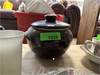 VTG POTTERY BROWN GLAZED COOKIE JAR