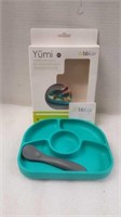 Yumi anti-spill silicone plate and Spoon