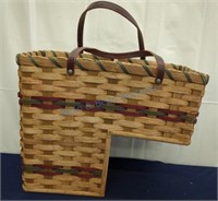 Amish wicker stair basket. Signed