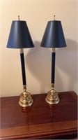Brass candlestick lamps and oval mirror
Lamps