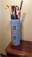 24 inch decorative, porcelain umbrella stand with
