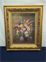 Framed art flowers in vase. Really great frame