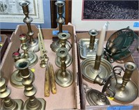 LARGE COLLECTION OF BRASS CANDLESTICKS