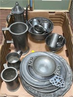 LARGE LOT OF ANTIQUE PEWTER