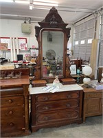 Antique Marble Top Dresser with Mirror