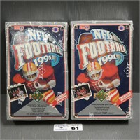 (2) Sealed Upper Deck 1991 Football Card Boxes