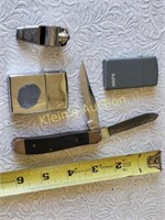 estate lot  2 zippos lighters pocket knife & whist