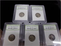 5-Indian head nickels 1913-1938