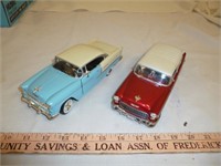 2pc 1955 Chevy Bel Air Die Cast 1:24 Scale Models