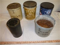 Vintage Large Metal Kitchen Canisters & Bucket