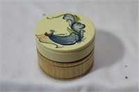 A Hand Painted Round Trinket Box