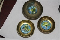 Lot of 3 Vintage Chinese Small Enamel Trays