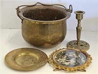 Antique Brass Handled Pot Lot