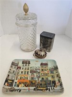 Antique Vanity Lidded Jar lot