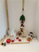Assorted Holiday Decor Ornaments,  Candles, Tea