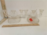 Pair Of Vintage Glass Table Candelabras