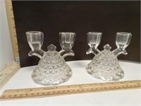 Pair Of Glass Candelabras