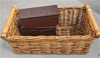 Wicker Basket with Storage Boxes