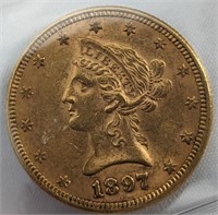 1897 USA 22KT GOLD $10 LIBERTY