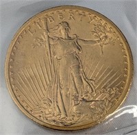 22KT GOLD 1908 ST GAUDENS $20 NM