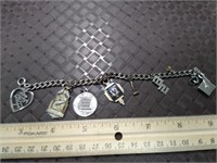 Sterling Silver Charm Bracelet & 5 Sterling