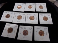 10 Wheat pennies 1955s