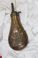 An Ornate Copper Powder Horn