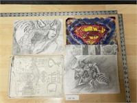 Prison Art Signed, Cowboys,Superman,Batman