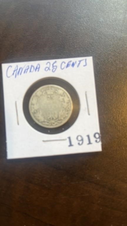 1919 Canada 25 cent coin