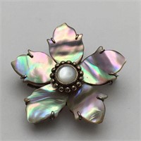 Sterling Silver Mother Of Pearl Broach