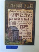 "OUTHOUSE RULES" PLAQUE