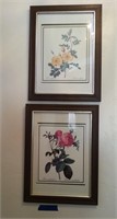2 PC FRAMED ART YELLOW AND RED ROSES