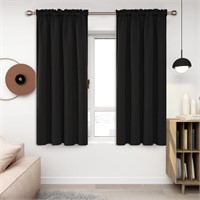 Deconovo Black Blackout Curtains for Bedroom - Rod