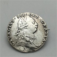 Silver 1787 British Coin Brooch