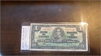 Canada 1937 one dollar bill