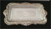 GLASS & SILVER PLATE BUTTER DISH