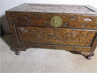 CARVED  WOODEN TRUNK