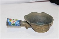 A Chinese Brass Enamel Handle Silk Iron