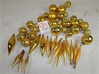 West Germany Gold Color Christmas Tree Ornaments