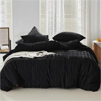 WARMDERN Black Boho 5 Piece Comforter Set King